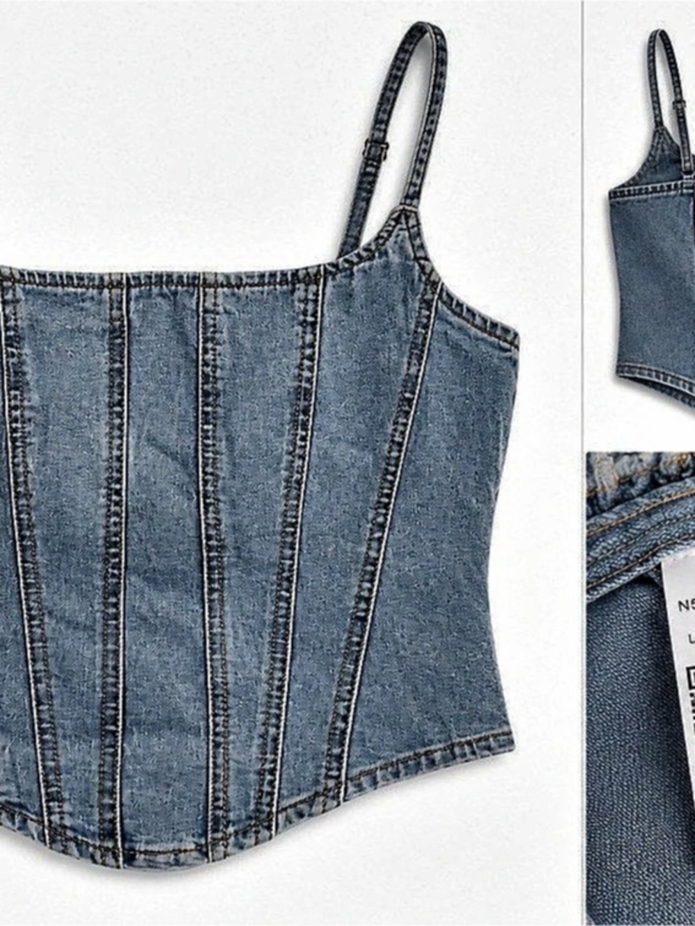 Lightly Denim Corset Camisole in Blue Size Small Like New